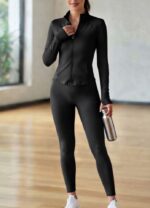 LADIES 2PC GYM SET – LONG SLEEVE FULL ZIP WITH LONG TIGHTS | NEW FEE - Image 4