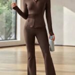 LADIES 2PC GYM SET – LONG SLEEVE FULL ZIP WITH FLAIR PANTS | NEW FEE