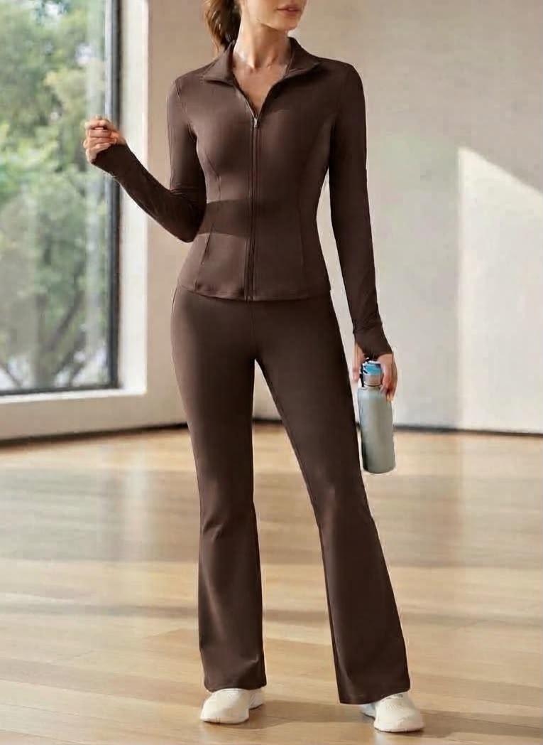 WhatsApp Image 2026-09-30 at 15.41.25 LADIES 2PC GYM SET – LONG SLEEVE FULL ZIP WITH FLAIR PANTS | NEW FEE - Image 1