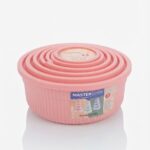 MASTERCOOK 6PC ROUND PLASTIC CONTAINER SET-RIBBED DESIGN