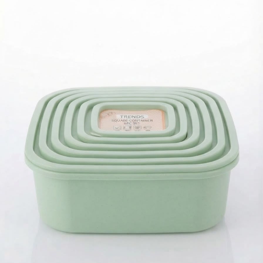 WhatsApp Image 2026-09-30 at 16.53.05 MASTERCOOK 6PC SQUARE PLASTIC CONTAINER SET-RIBBED DESIGN - Image 1