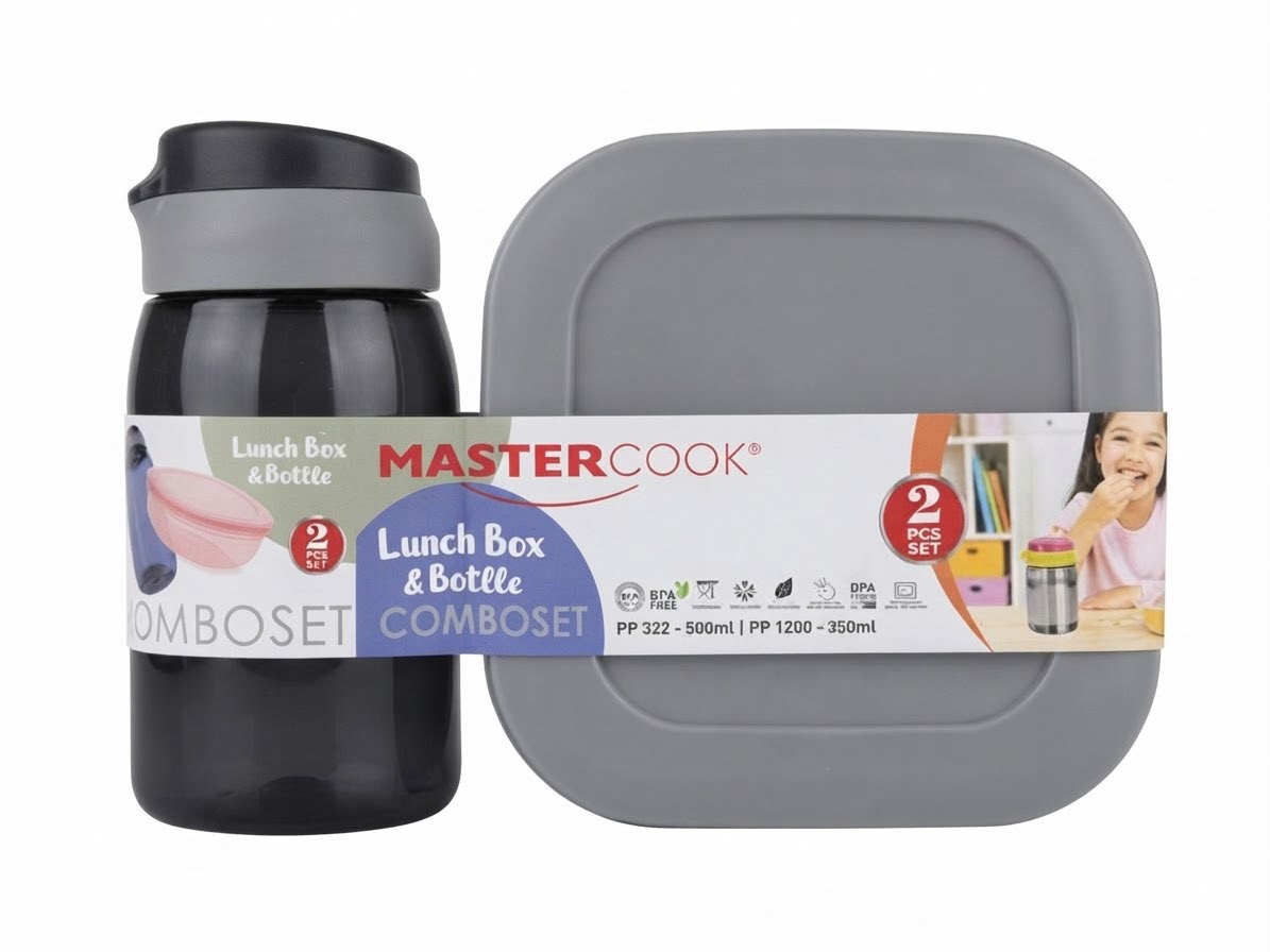 WhatsApp Image 2026-10-01 at 11.49.19 MASTERCOOK 2PC PLASTIC LUNCH BOX SET WITH BOTTLE - Image 1