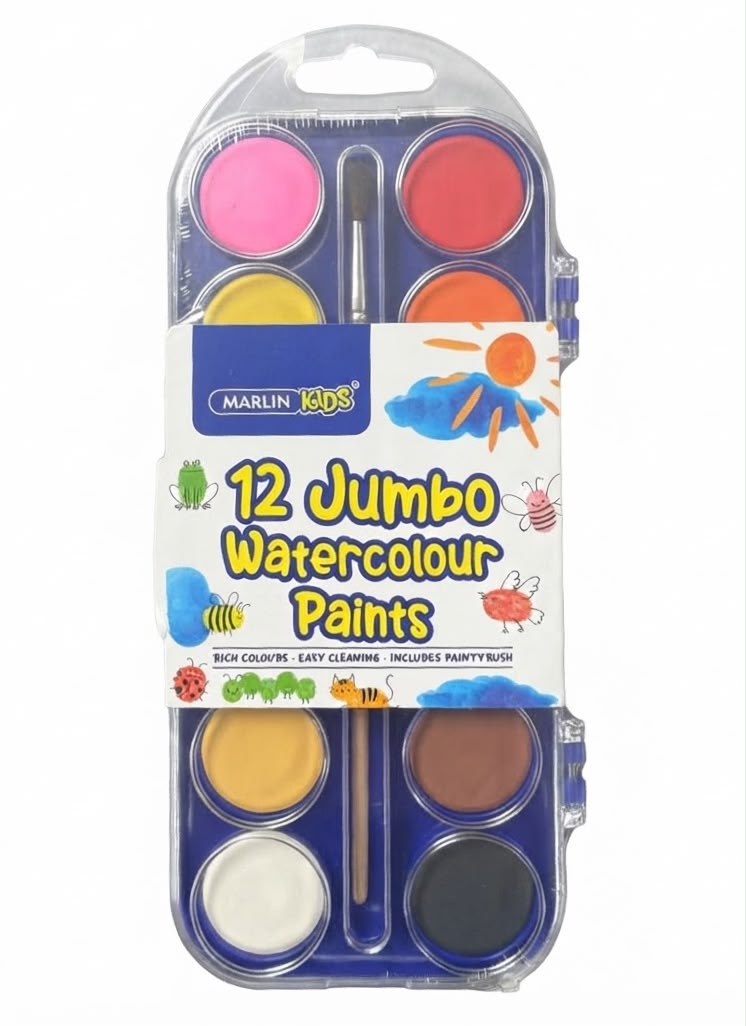 WhatsApp Image 2026-10-08 at 14.06.13 MARLIN KIDS JUMBO WATER COLOUR 12PC SET WITH BRUSH - Image 1