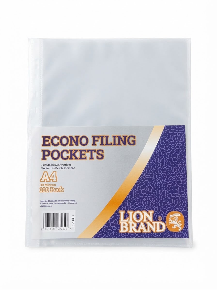 WhatsApp Image 2026-10-08 at 16.29.59 ECONO A4 FILING POCKETS – 100PC – 30 MICRON - Image 1