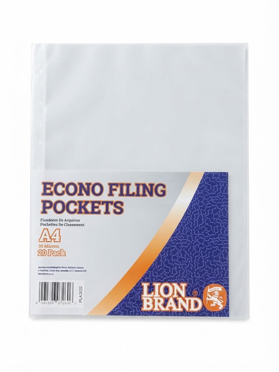 WhatsApp Image 2026-10-08 at 16.30.19 ECONO A4 FILING POCKETS – 20PC – 30 MICRON - Image 1