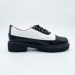 LADIES’ LACE-UP LOAFERS – PATENT & PU WITH RIBBED SOLE | SQUARE LIFE
