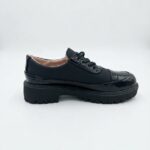 LADIES’ LACE-UP LOAFERS – PATENT & PU WITH RIBBED SOLE | SQUARE LIFE