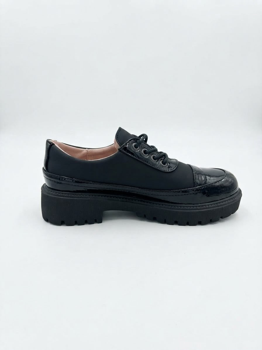 WhatsApp Image 2026-10-09 at 10.06.27 LADIES’ LACE-UP LOAFERS – PATENT & PU WITH RIBBED SOLE | SQUARE LIFE - Image 1