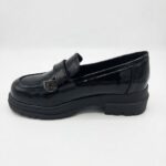 LADIES’ PATENT LOAFERS – CHUNKY SOLE WITH BOW & DD BADGE | SQUARE LIFE