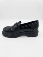 LADIES’ PATENT LOAFERS – CHUNKY SOLE WITH BOW & DD BADGE | SQUARE LIFE