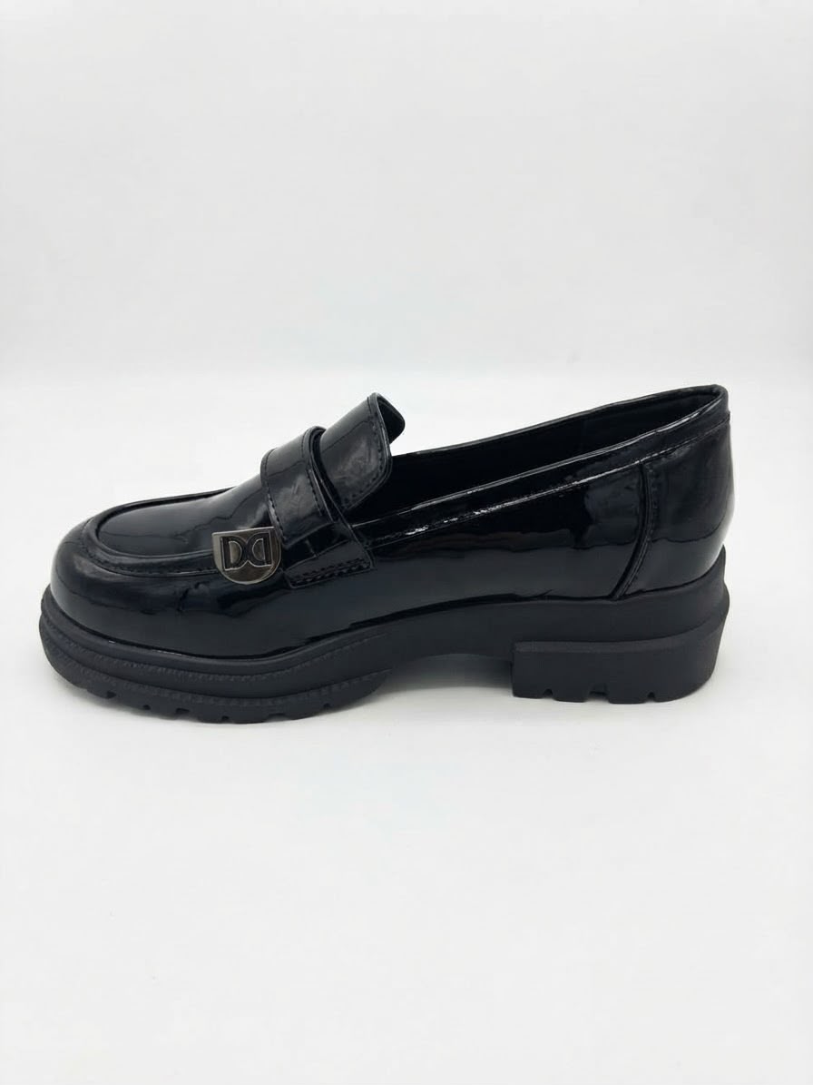 WhatsApp Image 2026-10-09 at 10.14.42 LADIES’ PATENT LOAFERS – CHUNKY SOLE WITH BOW & DD BADGE | SQUARE LIFE - Image 1