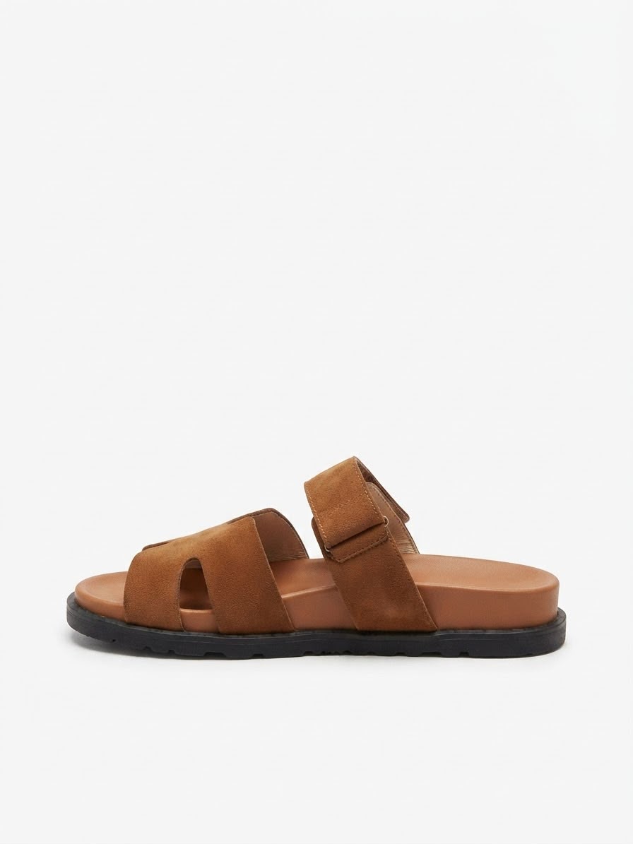 WhatsApp Image 2026-10-09 at 17.02.53 LADIES’ H-SHAPED SANDALS – SUEDE LOOK – VELCRO STRAP | PARIS ZOEY - Image 1