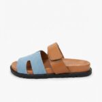 LADIES’ H-SHAPED SANDALS – SUEDE LOOK – VELCRO STRAP | PARIS ZOEY