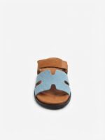 LADIES’ H-SHAPED SANDALS – SUEDE LOOK – VELCRO STRAP | PARIS ZOEY - Image 2