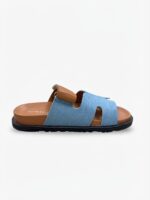LADIES’ H-SHAPED SANDALS – SUEDE LOOK – VELCRO STRAP | PARIS ZOEY - Image 3