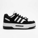 LADIES’ LACE-UP SNEAKERS – DOUBLE STRIPE – PU & SUEDE | SQUARE LIFE