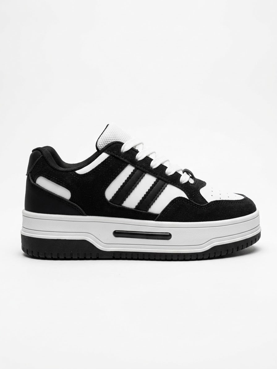 WhatsApp Image 2026-10-20 at 10.40.45 LADIES’ LACE-UP SNEAKERS – DOUBLE STRIPE – PU & SUEDE | SQUARE LIFE - Image 1