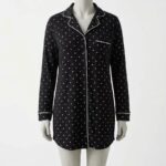 LADIES’ LONG-SLEEVE PRINTED PYJAMA DRESS – COLLARED – STRETCHY | BE FABULOUS