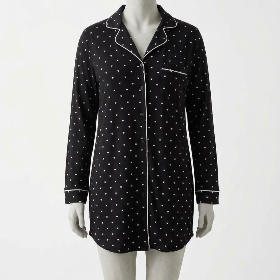 WhatsApp Image 2026-10-20 at 16.06.35 LADIES’ LONG-SLEEVE PRINTED PYJAMA DRESS – COLLARED – STRETCHY | BE FABULOUS - Image 1