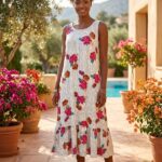 OLICO LADIES' SLEEVELESS FLORAL PRINT DRESS – LOOSE FIT