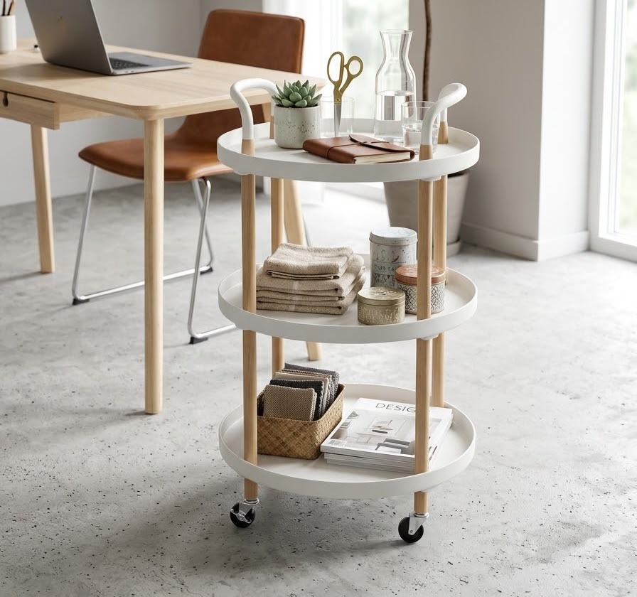 WhatsApp Image 2026-10-29 at 16.32.40 MULTI-PURPOSE 3-TIER ROUND SHELF TROLLEY - Image 1