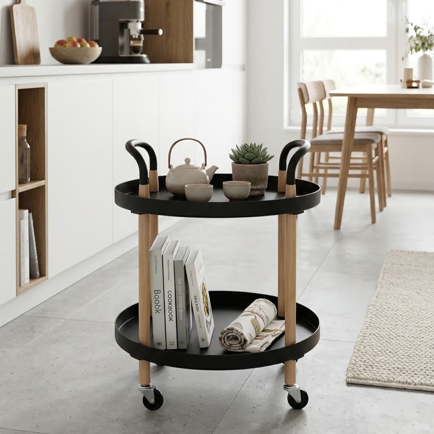 WhatsApp Image 2026-10-29 at 16.32.56 MULTI-PURPOSE 2-TIER ROUND SHELF TROLLEY - Image 1
