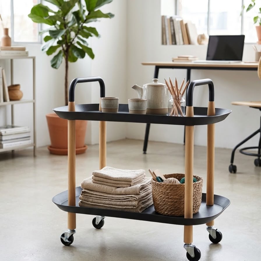 WhatsApp Image 2026-10-29 at 16.37.58 MULTI-PURPOSE 2-TIER SQUARE SHELF TROLLEY - Image 1